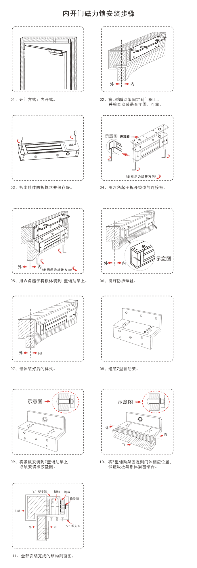 內(nèi)開門磁力鎖安裝方法,門禁磁力鎖內(nèi)開安裝方法